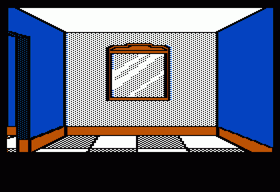 The Institute (Apple II) screenshot: End of hallway mirror