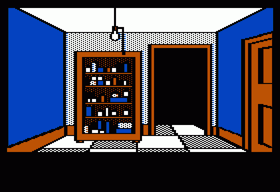 The Institute (Apple II) screenshot: Medicine shelves....