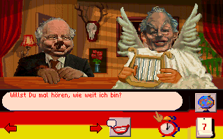 Hurra Deutschland (DOS) screenshot: In the bar you can meet famous German politicians, like Norbert Blüm and Willy Brandt...