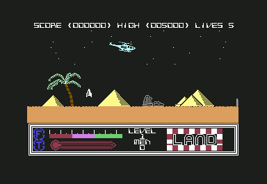 Desert Hawk (Commodore 64) screenshot: It explodes horizontal at your altitude