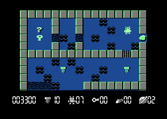 Robbo (Atari 8-bit) screenshot: It's not Boulder Dash, you can't move through the ground. You can use a pistol or think how to do it without it.
