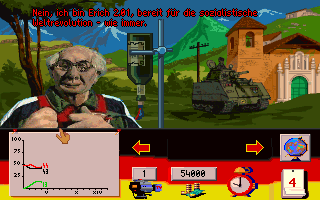 Hurra Deutschland (DOS) screenshot: Erich Honecker, brought back to life by the gene industry.
