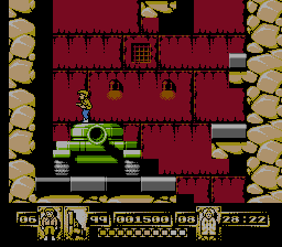 James Bond Jr (NES) screenshot: How'd this get up here?