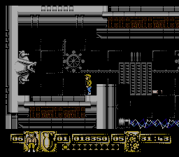 James Bond Jr (NES) screenshot: Disabled that thingy on the wall.
