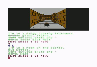 Scott Adams' Graphic Adventure #4: Voodoo Castle (Commodore 64) screenshot: Big kettle