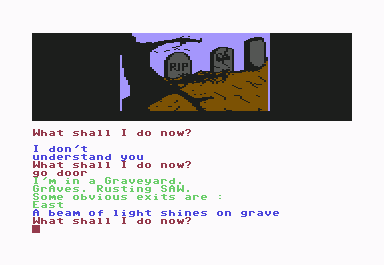 Scott Adams' Graphic Adventure #4: Voodoo Castle (Commodore 64) screenshot: Graveyard