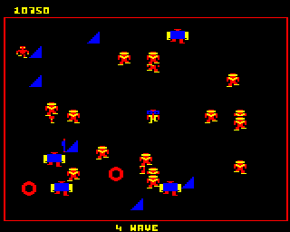 Robotron: 2084 (BBC Micro) screenshot: The number of robotrons is increasing!