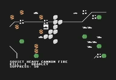 Mech Brigade (Commodore 64) screenshot: Lost a Bradley