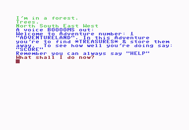 Adventureland (Commodore 64) screenshot: Adventure begins