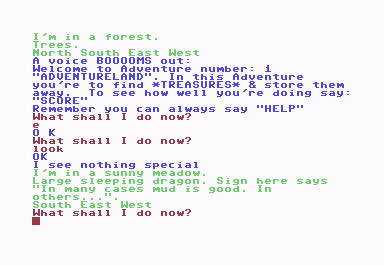 Adventureland (Commodore 64) screenshot: Sleeping dragon