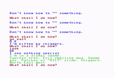 Adventureland (Commodore 64) screenshot: Dismal swamp