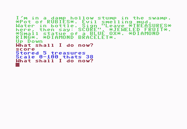 Adventureland (Commodore 64) screenshot: Score with some more to go