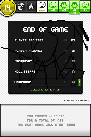 Depict (iPhone) screenshot: End of game
