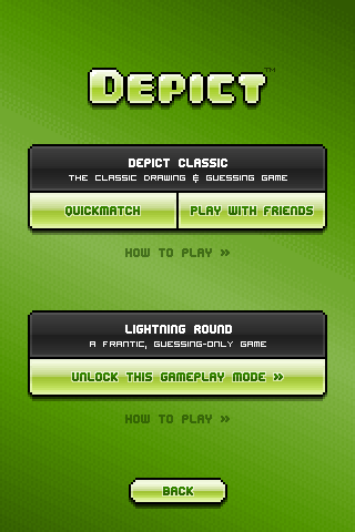 Depict (iPhone) screenshot: Main menu