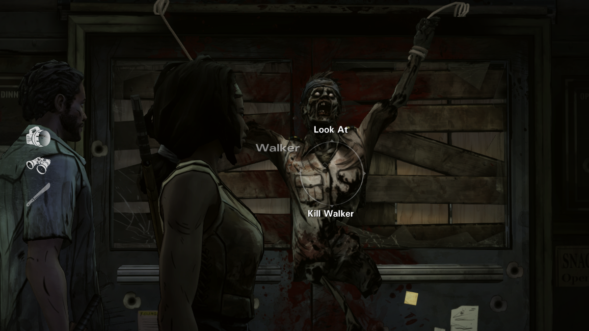 The Walking Dead: Michonne (Macintosh) screenshot: Episode 1 - Somebody put this walker to guard the door