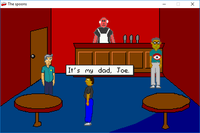 The Spoons (Windows) screenshot: Finding the father in Scid's bar