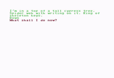 Adventureland (Commodore 64) screenshot: Top of a tree