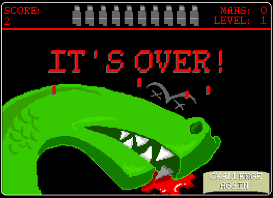 TROGDOR! (Browser) screenshot: Game over!