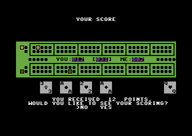 King Cribbage (Commodore 64) screenshot: Scoring