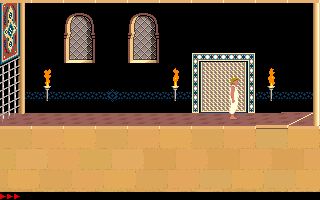 Prince of Persia (DOS) screenshot: Level 4 - Out of the dungeon and into the palace.