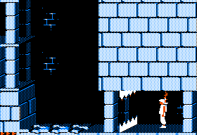 Prince of Persia (Apple II) screenshot: Level 3 - Avoid the trap!