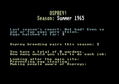 Osprey! (Commodore 64) screenshot: Well, some eggs were stolen buy three eggs did hatch.