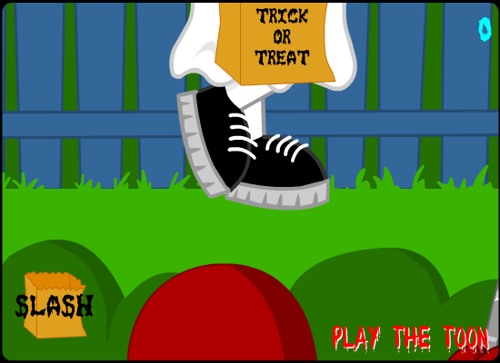 Strong Bad's Treat Snatcha (Browser) screenshot: Watching the kids walk by