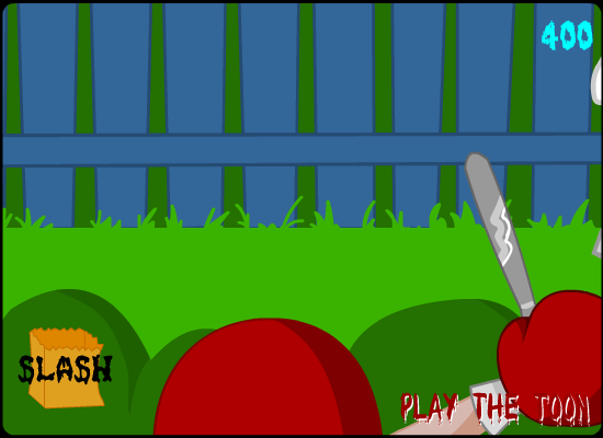 Strong Bad's Treat Snatcha (Browser) screenshot: The fearsome butter knife