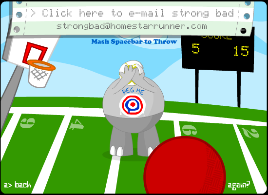 Peg Strong Sad (Browser) screenshot: Aim the dodgeball