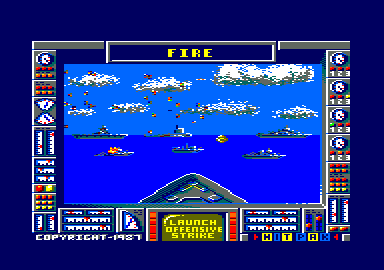 Battleship (Amstrad CPC) screenshot: Shooting sequence