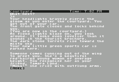 Moonmist (Commodore 64) screenshot: Courtyard