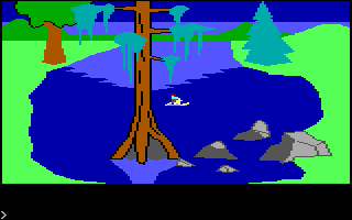 King's Quest (PC Booter) screenshot: Going for a swim. (Original PCjr release)
