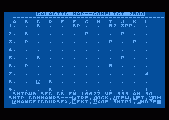 Conflict 2500 (Atari 8-bit) screenshot: Ship movement