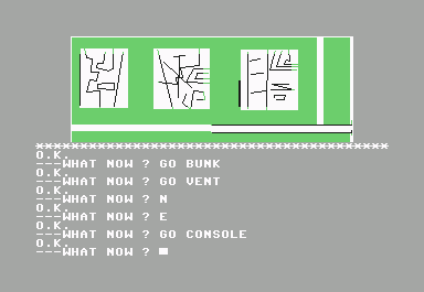 Escape from Pulsar 7 (Commodore 64) screenshot: Console panel