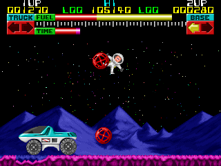 Lunar Jetman (Windows) screenshot: Killed by the alien.