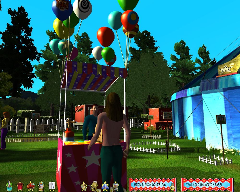 Circus World (Windows) screenshot: As soon as a side show is erected people come to it, they don't do anything though