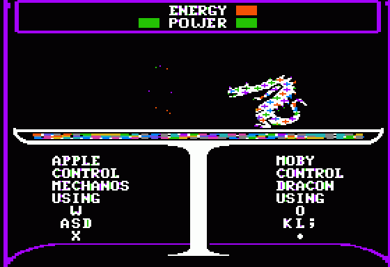 Beast War (Apple II) screenshot: Moby Dragon is victor