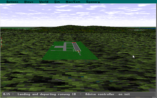 Microsoft Japan: Scenery Enhancement for Microsoft Flight Simulator (DOS) screenshot: Hiroshima airport is quite a long way from the nearest city