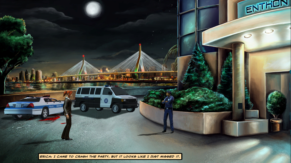 Cognition: An Erica Reed Thriller - Episode 3: The Oracle (Macintosh) screenshot: Arriving at the scene of the crime