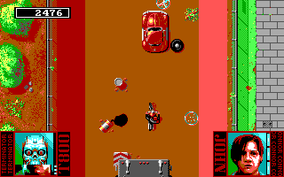 Terminator 2: Judgment Day (DOS) screenshot: Stage 2: Escape through the LA River (Tandy)