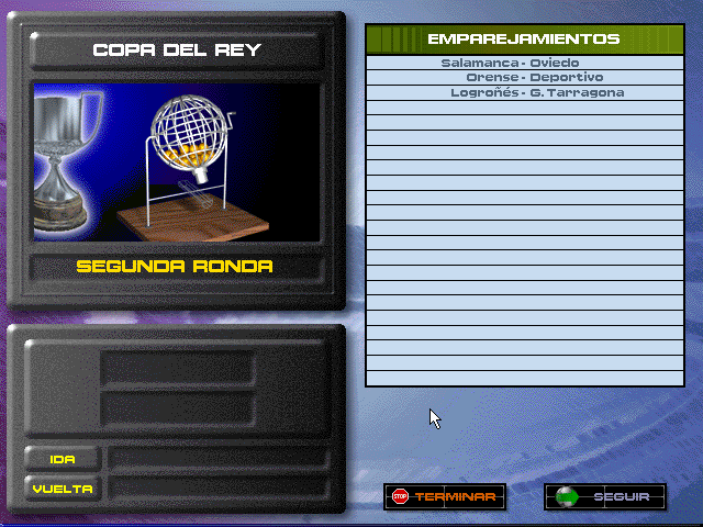 PC Fútbol 5.0 (DOS) screenshot: Cup Draw