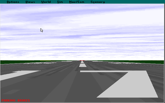 Microsoft Japan: Scenery Enhancement for Microsoft Flight Simulator (DOS) screenshot: On the runway at Kushiro Airport using the standard flight simulator scenery