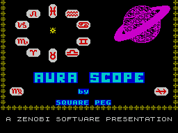 Aura Scope (ZX Spectrum) screenshot: The title screen
