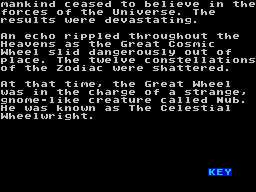 Aura Scope (ZX Spectrum) screenshot: The first of two screens outlining the game's story