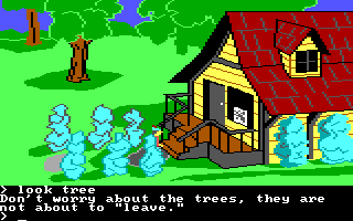 King's Quest II: Romancing the Throne (PC Booter) screenshot: Antique shop and corny joke. (PCjr)