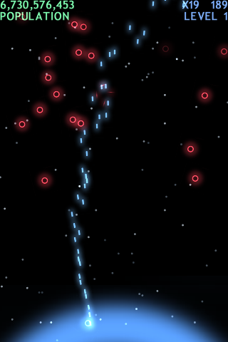 Blue Defense! (iPhone) screenshot: Level 1 - it starts harmless