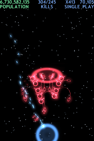 Blue Defense! (iPhone) screenshot: This boss spawns smaller carriers that in turn spawn swarmers