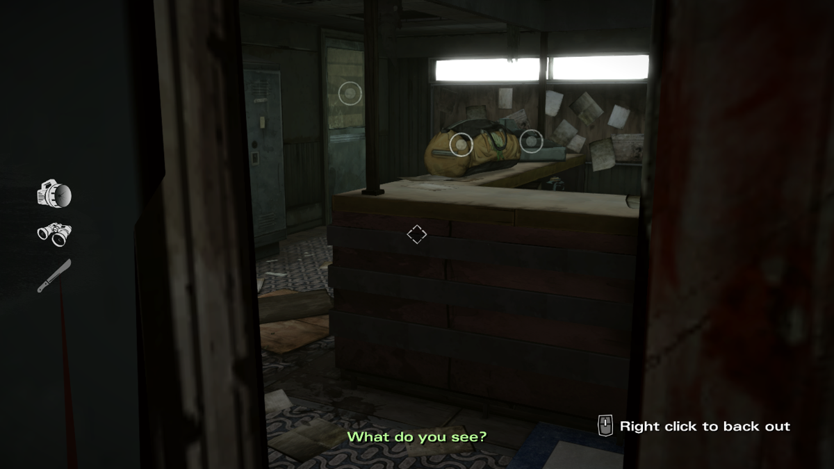 The Walking Dead: Michonne (Macintosh) screenshot: Episode 1 - Peeking inside the room