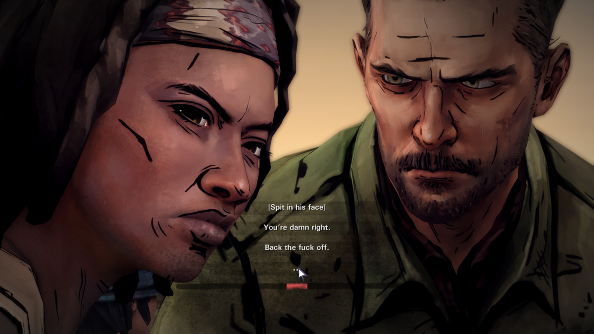The Walking Dead: Michonne (Macintosh) screenshot: Episode 1 - Talking to your captors