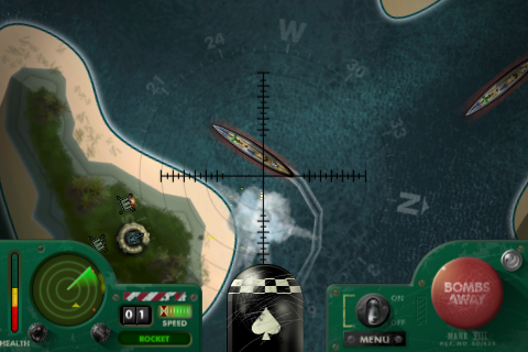 iBomber (iPhone) screenshot: Hunting submarines